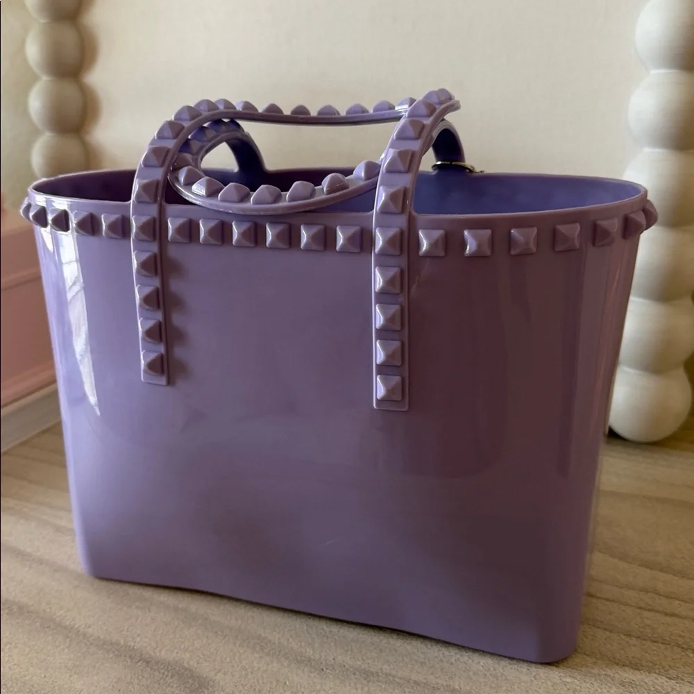 Girls plastic rock stud tote purse